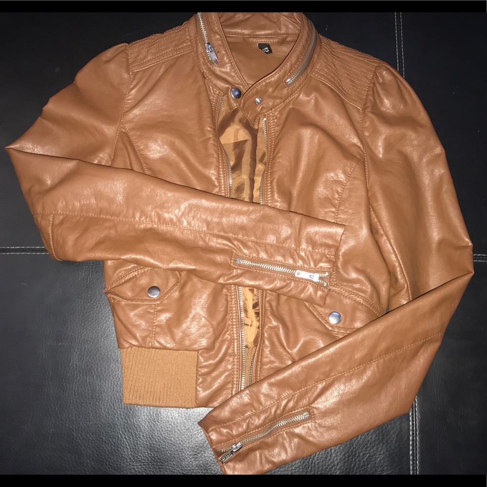 Camel Vegan Leather Jacket